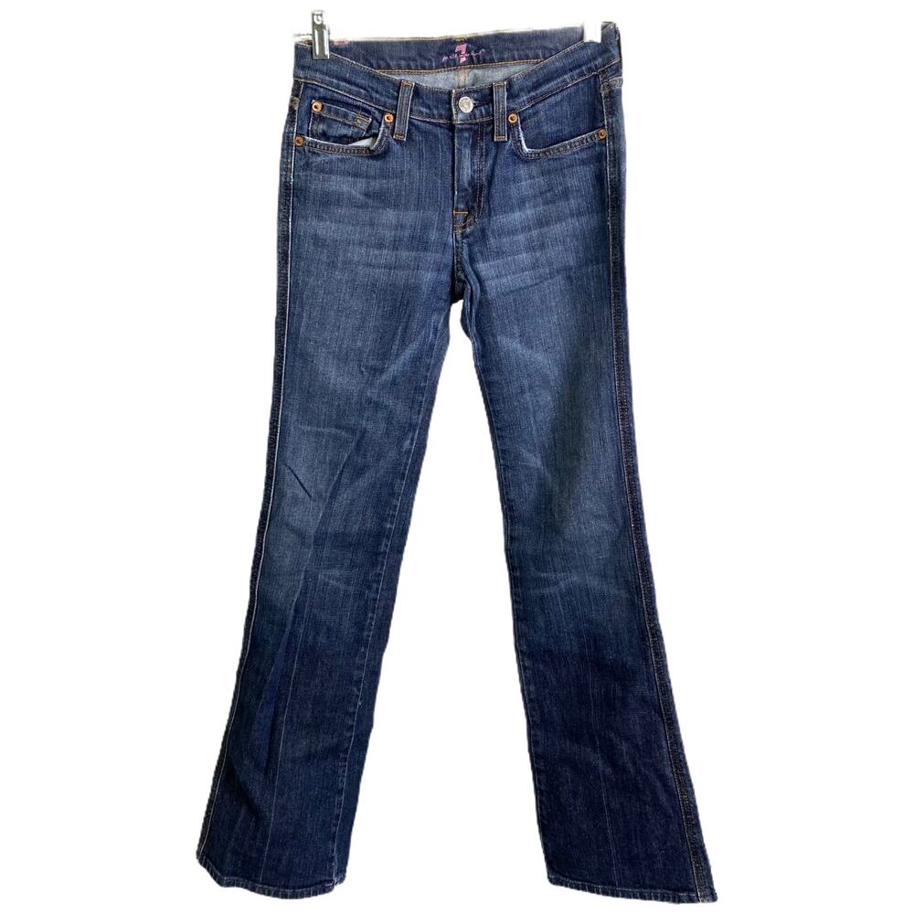 7 For All Mankind Women's Flare Jeans Denim Blue Medium Wash Mid-Rise Size‎ 14